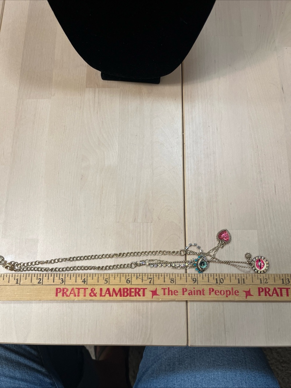 Betsey Johnson Eyes Have It 3 layer Necklace Crystal Bubble Charm Red Lips Heart - Picture 11 of 15